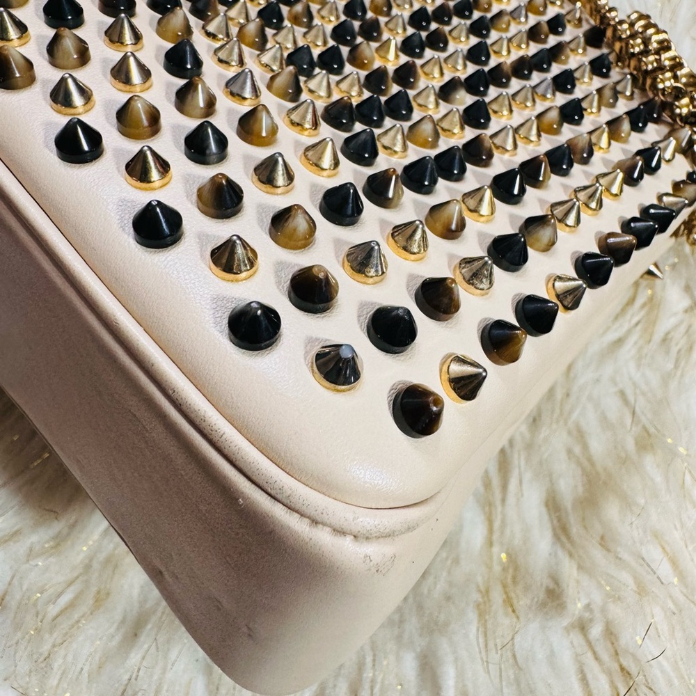 Christian Louboutin Cream and Gold 2ways Crossbody Bag with Studded Design - Picture 9 of 16